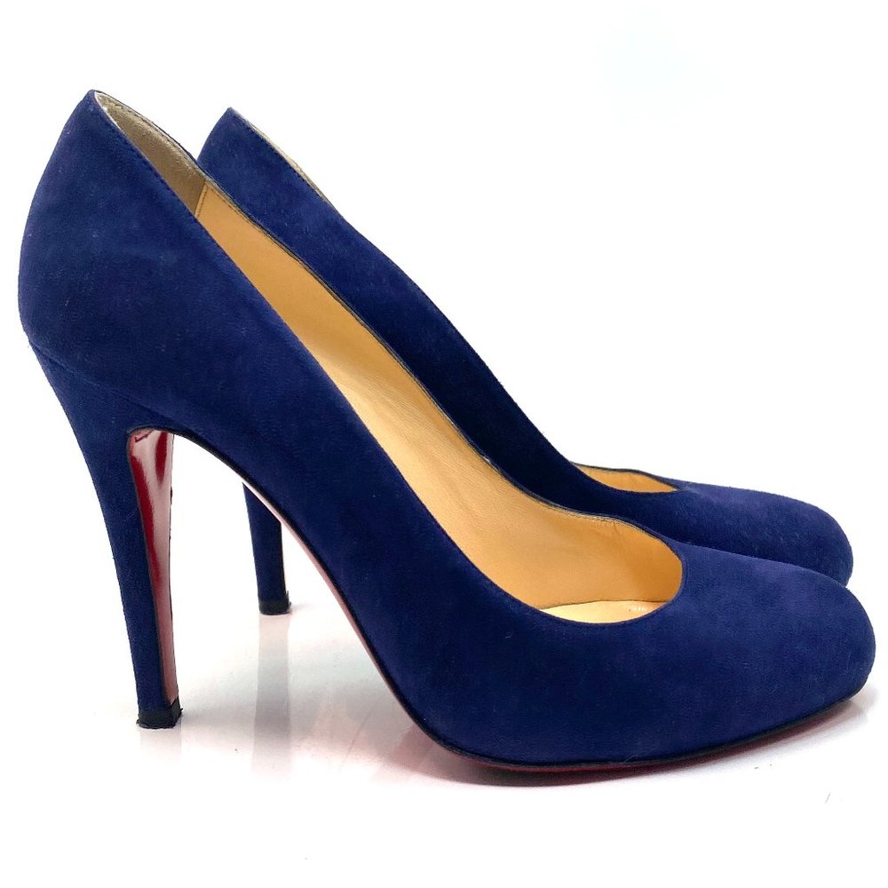 Signature Red Bottom’s - Christian Louboutin Blue Suede - 100mm, Size 37.5